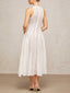 Elegant Hollow Lace Slim Sleeveless Swing Midi Dress