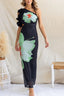 Fashion One Shoulder Floral Print Fitted Maxi Dress