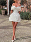 Elegant Bow Off-the-shoulder Jacquard Mini Dress