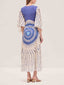 Unique Elegant Sunburst Print Midi Dress