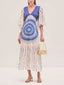Unique Elegant Sunburst Print Midi Dress