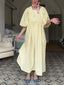 Vintage Square Collar Bubble Sleeve Dress