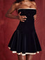 Cheryl | Black Velvet Strapless Dress