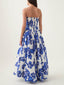 Elegance Perfect Moment Floral Off Shoulder Ruched Bodice Drape Bubble Hem Maxi Dress