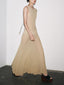 Elegant Lace Hook Open Back Asymmetric Hem Flared Waist Maxi Dress
