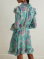 Exquisite Ruffled Paisley-Print Mini Dress