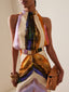 Elegant and Unique Abstract Print Elastic Waist Maxi Skirt
