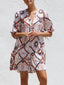 Delicate Satin Unique Contrast Print Tiered Pleated Tie Mini Dress