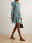 Exquisite Ruffled Paisley-Print Mini Dress