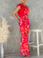 Sexy Elegant Sleeveless Three-Dimensional Flower Print Slim-Fitting Party Dress
