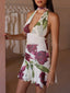 Elegant And Charming Unique Floral Print Open Back Tie Mini Dress