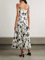 Elegant Floral-Print Linen And Cotton-Blend Midi Dress