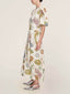 Unique And Personalized Graffiti Print Lantern Sleeve Fashionable Linen Dress