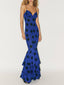 Elegant Polka Dot Print Fluffy Ruffles At The Hem Maxi Dress