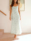 Sophisticated Floral Print Open Back Pleated Midi Dress