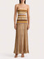 Exquisite Strapless Striped Printed Pleated Maxi Dress