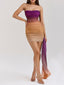 Tube Top Ruched Gradient Print Dropped Panel Strapless Stretch Mini Dress