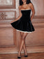 Cheryl | Black Velvet Strapless Dress