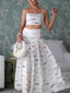 Fish Print Camisole Top And Skirt Suit-Skirt
