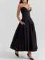 Veronica | Black Strapless Midi Dress