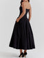 Veronica | Black Strapless Midi Dress