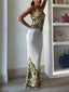 Extraordinary Elegance Symmetrical Unique Print Stretch Fishtail Maxi Dress