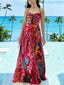 Unique Print A-Line Sling Maxi Dress