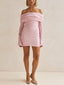 Summer Boucle Knit Off-The-Shoulder Neckline Prom Mini Dress