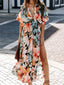 V-neck High Waist Slit Dress
