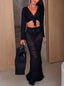 Cutout Knit Top And Skirt Suit-Skirt