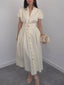 V-Neck Vintage High Waisted Midi Dress