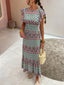 Exquisite Vintage Print Ruffle Sleeve Midi Dress