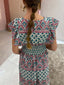 Exquisite Vintage Print Ruffle Sleeve Midi Dress