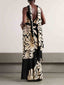 Relaxed Wrap Pleated Floral-Print Maxi Dress