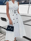 Fashion Stripe Print Sleeveless Suit Collar Belted Midi Dress