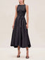 Elegant Ruched Waist Sleeveless Midi Dress