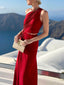 Unique Hollow Twist Pleated Off-Shoulder Slim Party Maxi Dress