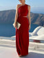 Unique Hollow Twist Pleated Off-Shoulder Slim Party Maxi Dress