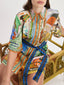 Unique Casual Graphic Print Waist Tie Mini Dress