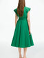 Short-Sleeved Belt Midi Shirt Dress