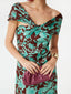 Cross-over Design Printed Midi Dress