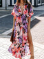 V-neck High Waist Slit Dress