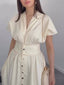 V-Neck Vintage High Waisted Midi Dress