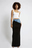 Cassia | Black Ruched Denim Skirt