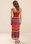 Unique Palm Tree Floral Off-Shoulder Midi Dress