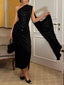 Elegant Ribbon One Shoulder Neck Party Midi Dress