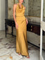 Elegant Chic Halter Neck Satin Party Maxi Dress