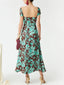 Cross-over Design Printed Midi Dress