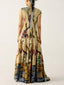 Pleated Print Maxi Dress