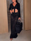 Cutout Knit Top And Skirt Suit-Skirt